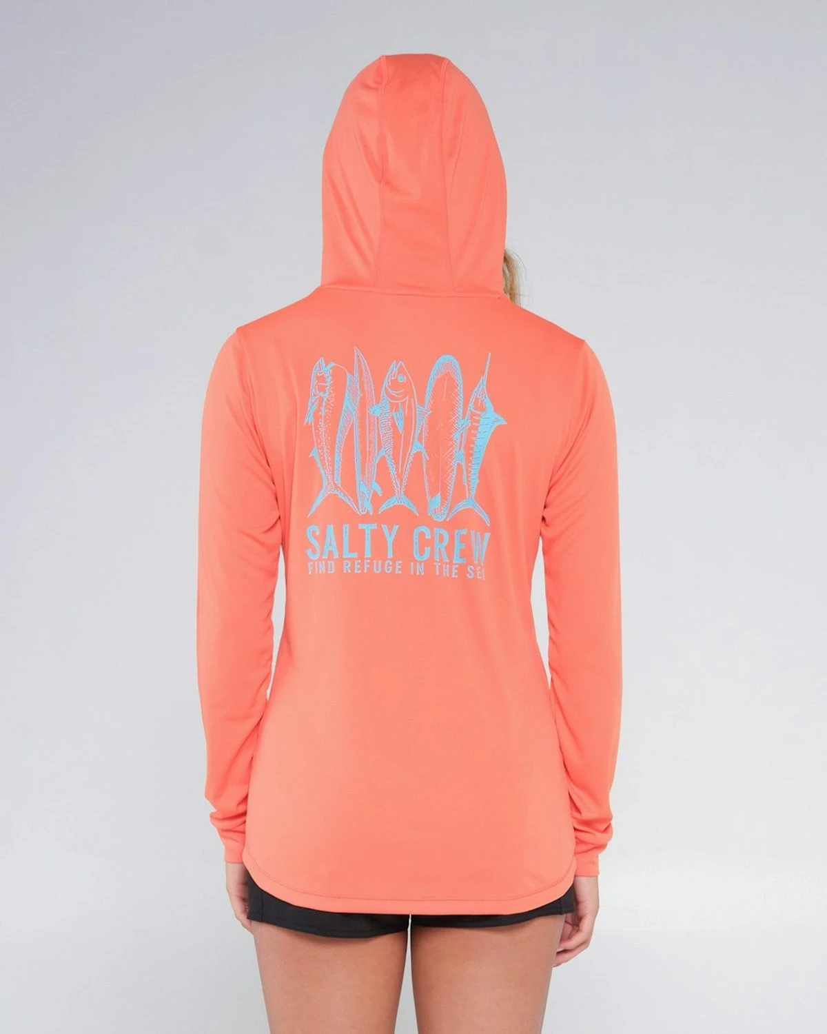 Salty Crew LINE UP HOODED SUN SHIRT - Hot Coral 2 Salty Crew LINE UP HOODED SUN SHIRT - Hot Coral - Image 2