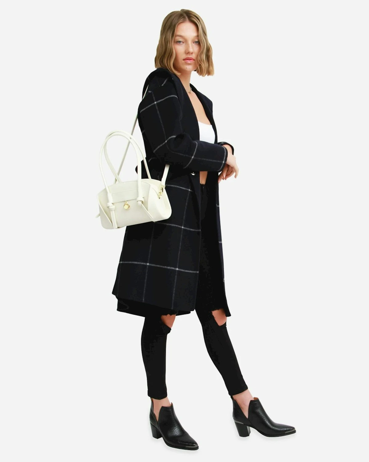 Walk This Way Wool Blend Oversized Coat - Navy Plaid 5 Walk This Way Wool Blend Oversized Coat - Navy Plaid - Image 5