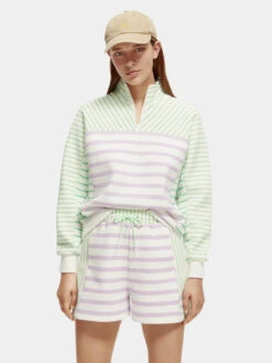 Scotch & Soda Striped Relaxed-fit Half-zip Sweater