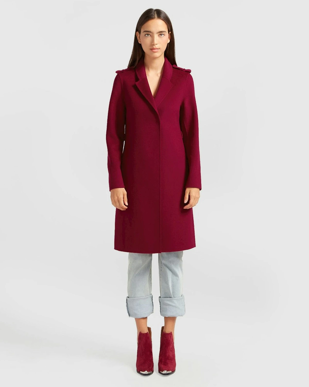 Jealousy Belted Wool Blend Coat - Magenta 1 Jealousy Belted Wool Blend Coat - Magenta