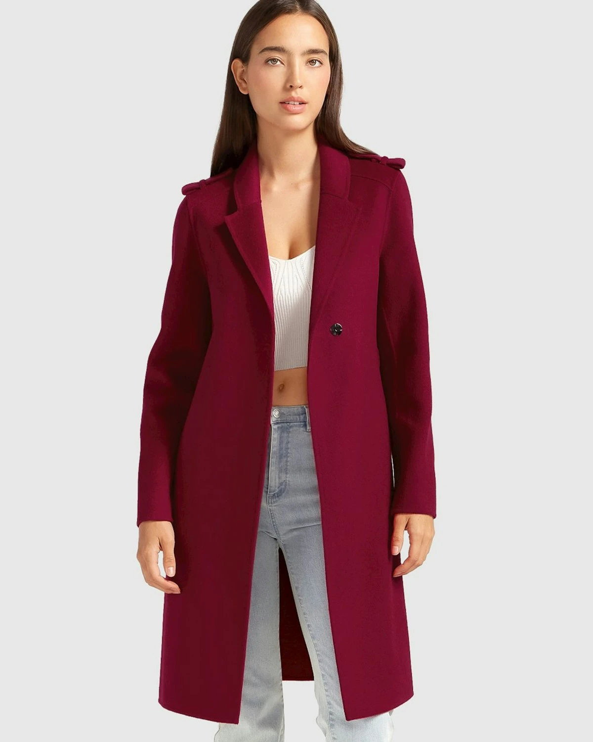 Jealousy Belted Wool Blend Coat - Magenta 6 Jealousy Belted Wool Blend Coat - Magenta - Image 6
