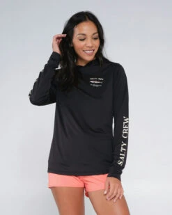Salty Crew BRUCE HOODED SUN SHIRT - Black