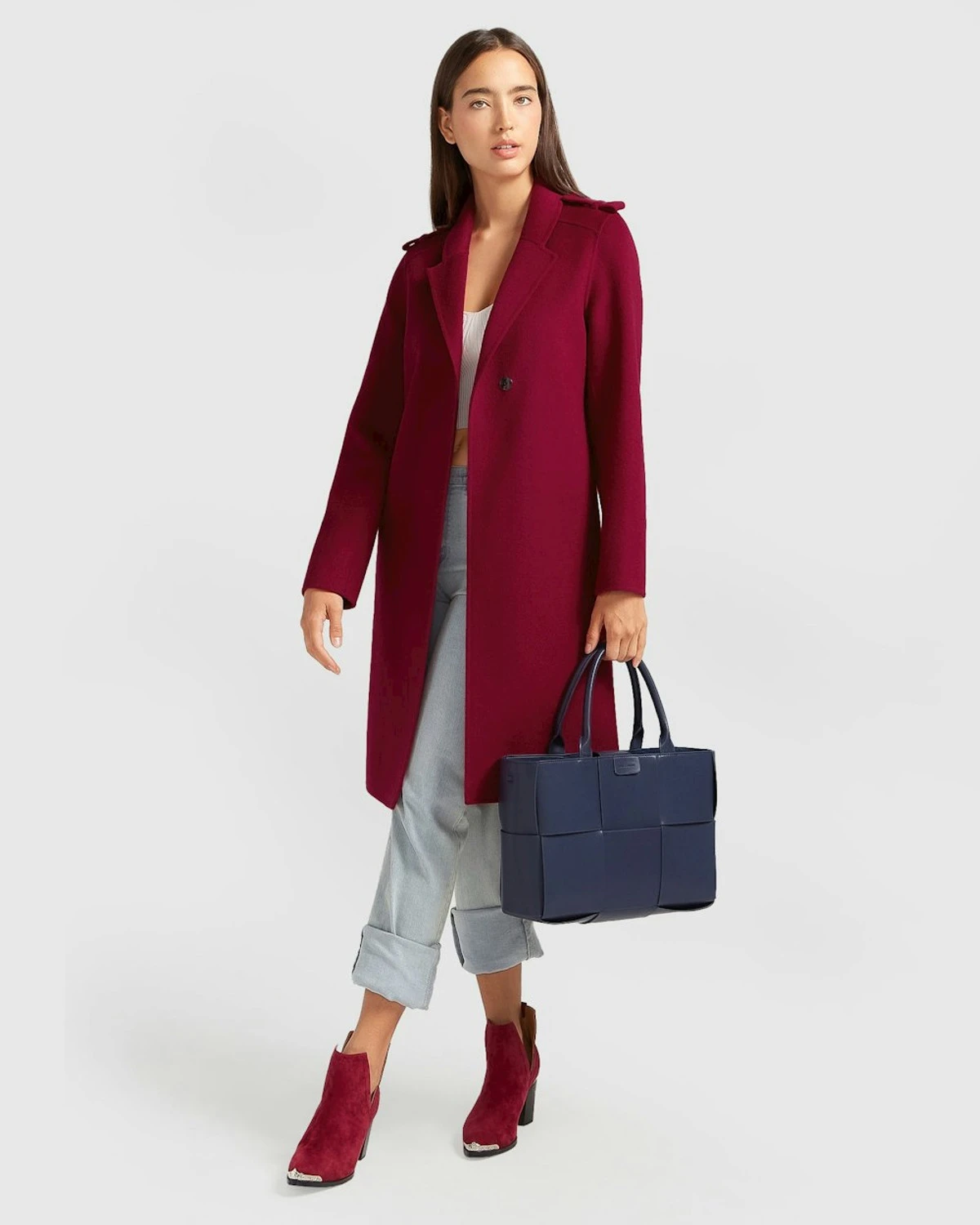 Jealousy Belted Wool Blend Coat - Magenta 7 Jealousy Belted Wool Blend Coat - Magenta - Image 7